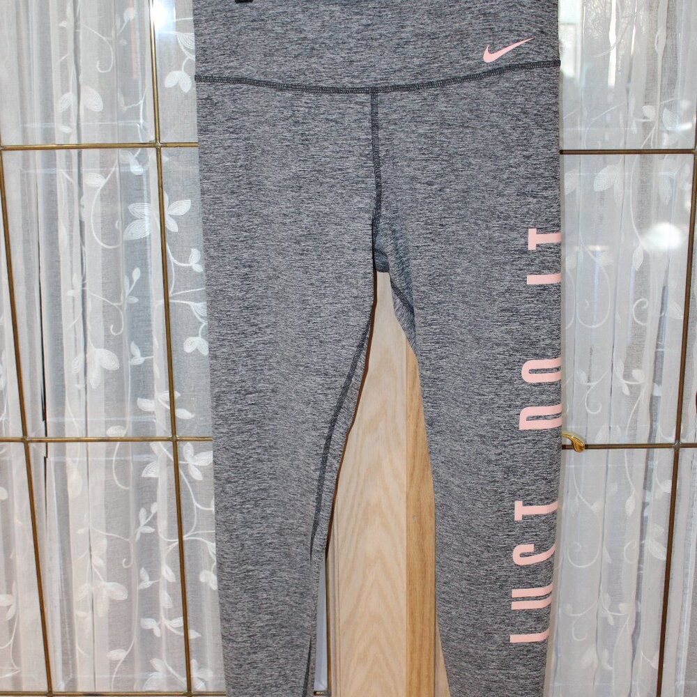 Nike Just Do It Teens Sport Pants SZ L Gray Pink Stretch 3.5" Waist Band  Athlet